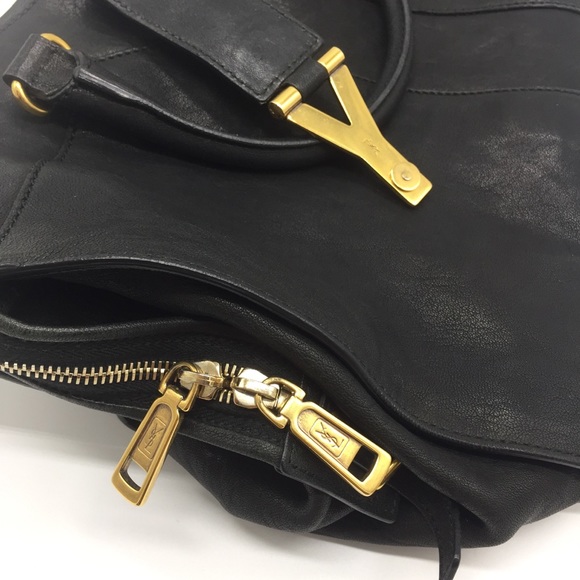 YSL Yves Saint Lauren Cabas Chyc Y Leather Handbag Tote Bag - Picture 14 of 16